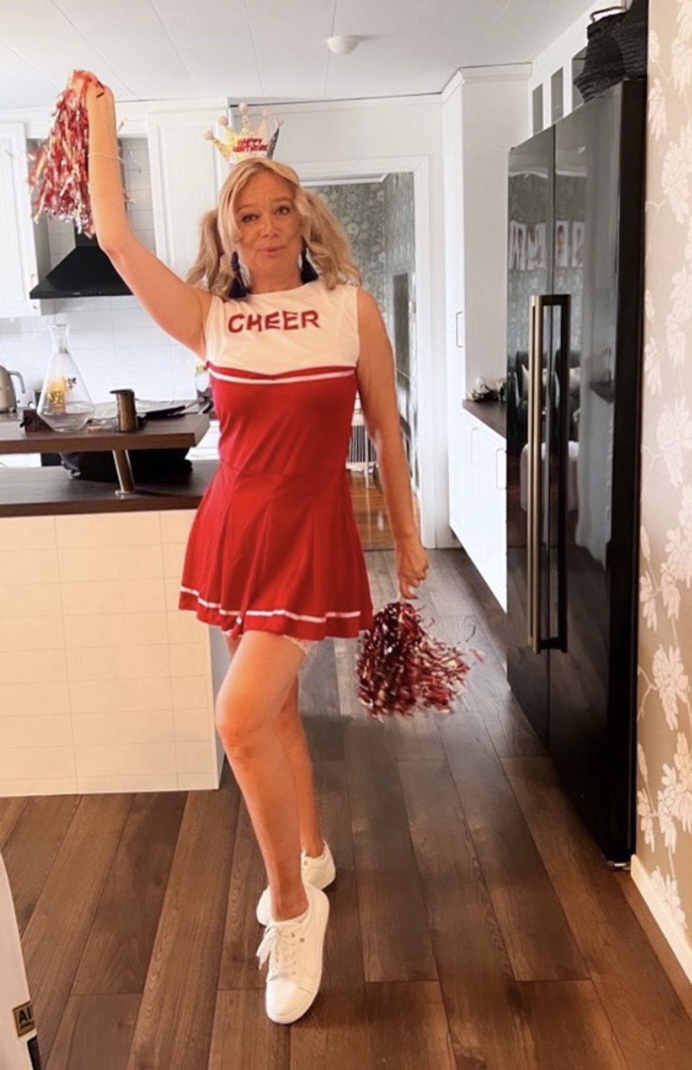 Cheerleader Punainen/Valkoinen Naamiaisasu