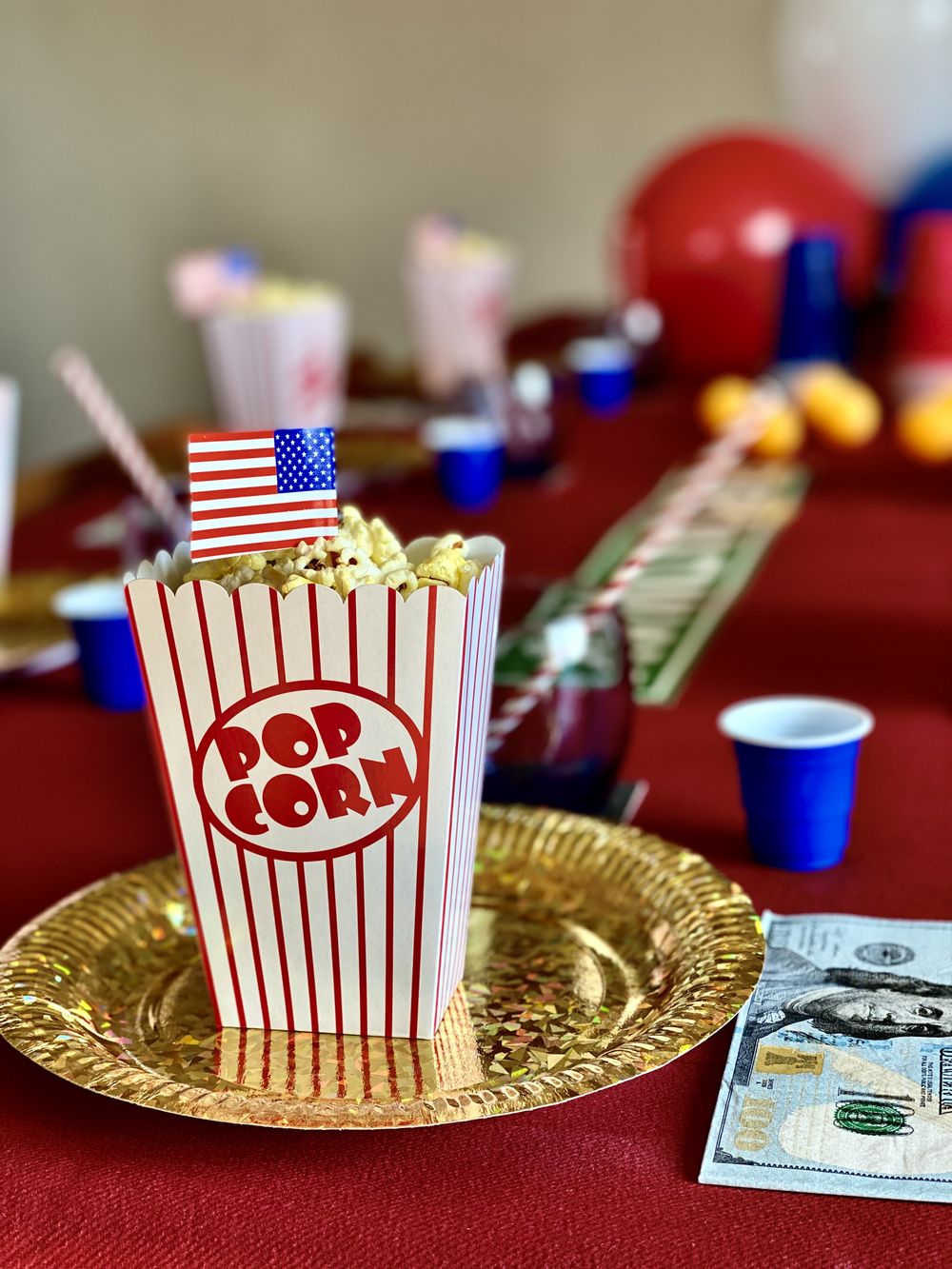 Popcornbegere Rød/Hvit/Stripete
