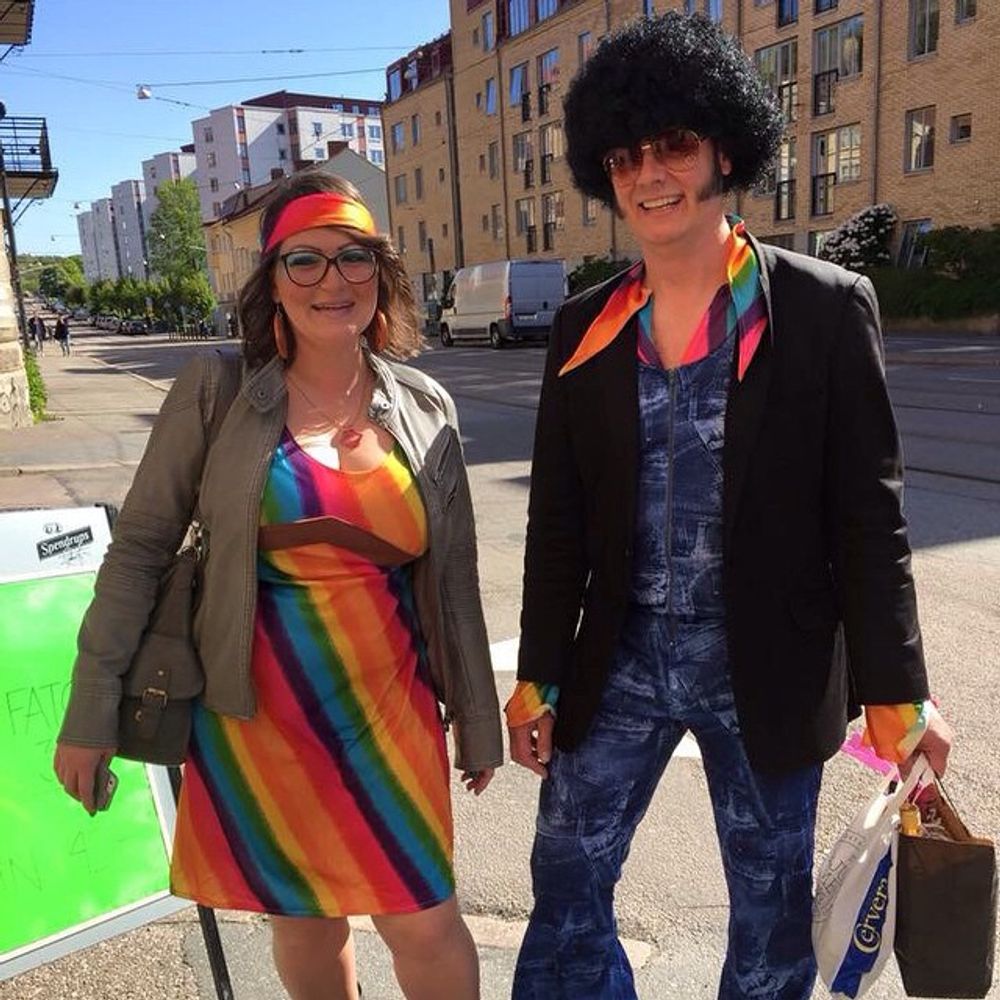 Regnbue Hippie Kostyme