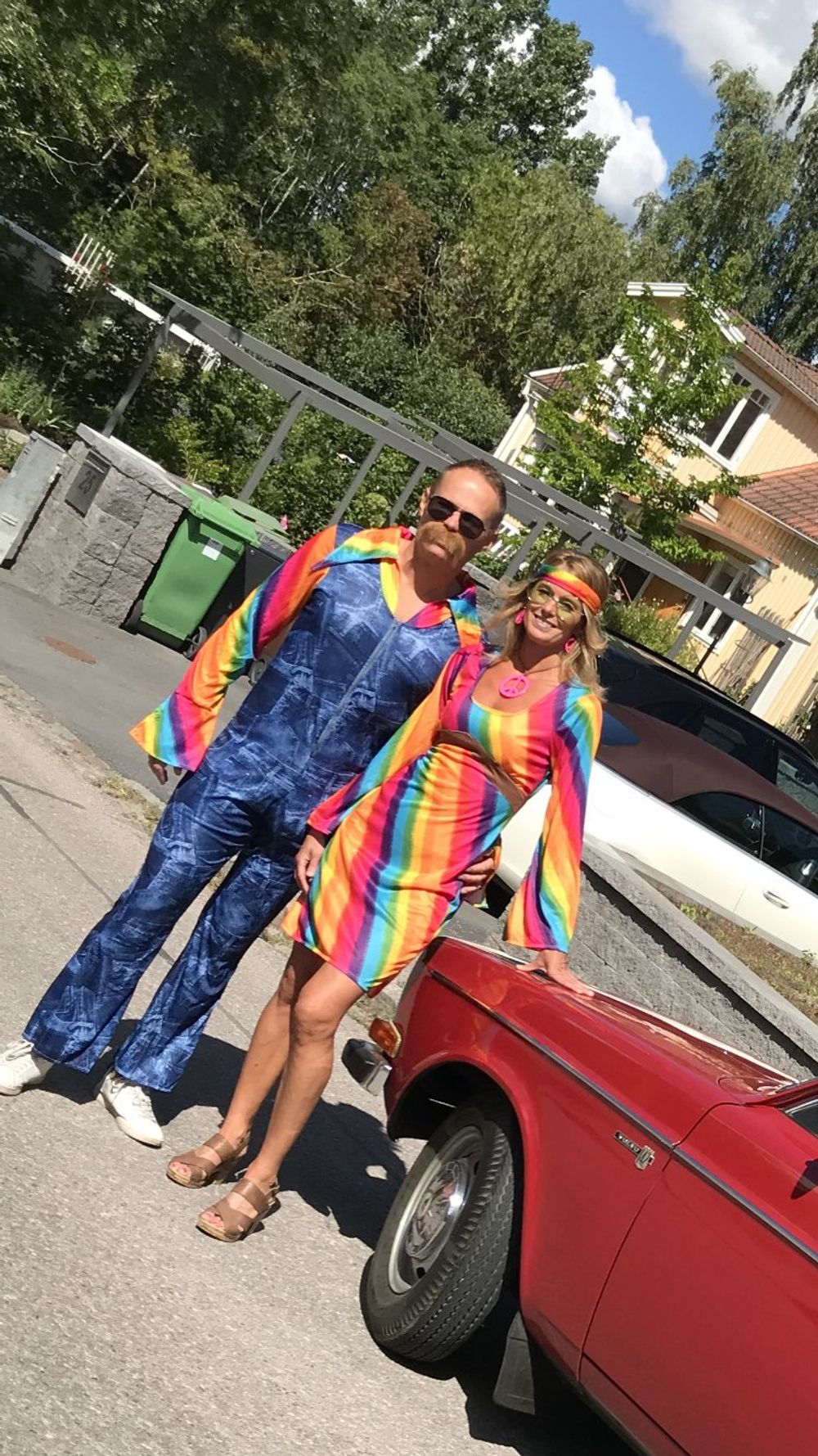 Regnbue Hippie Kostyme