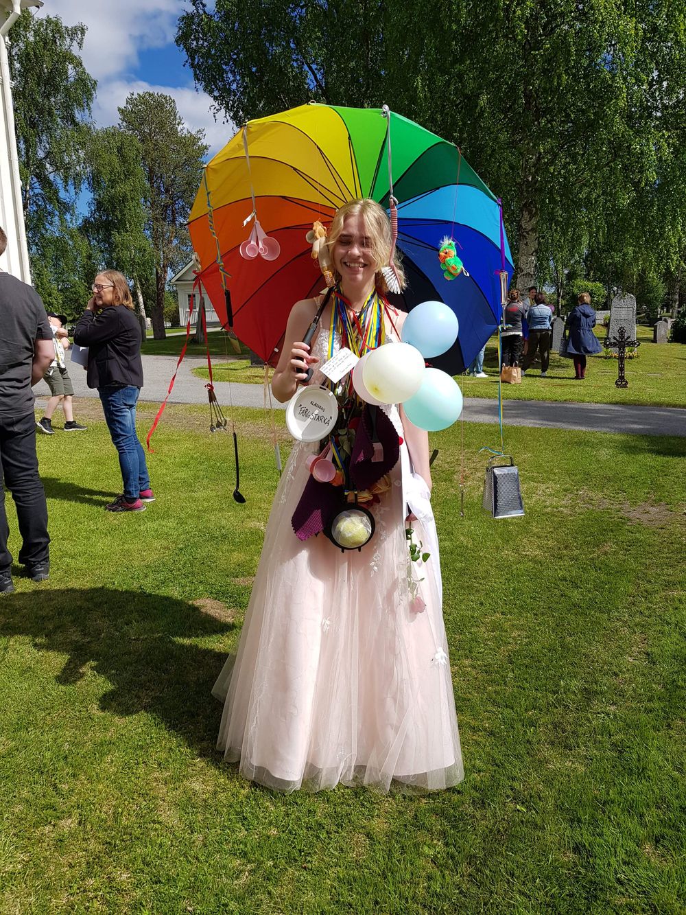 Stor Regnbuefarget Paraply
