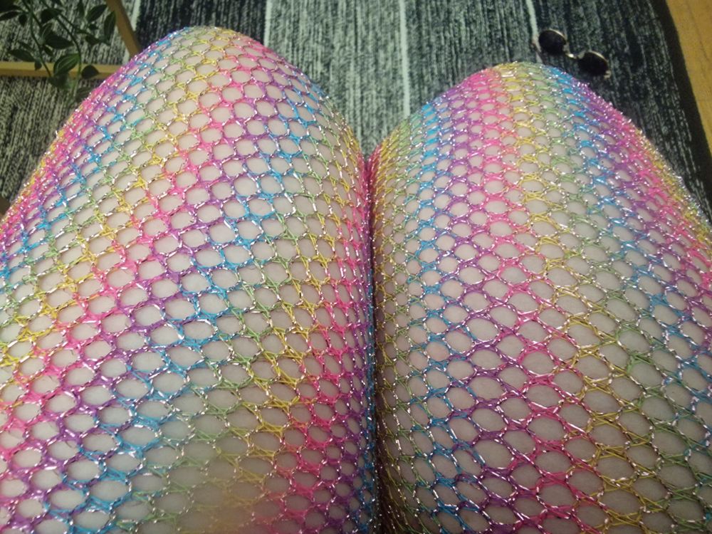 Strumpbyxor Rainbow Fishnet Rosa Deluxe