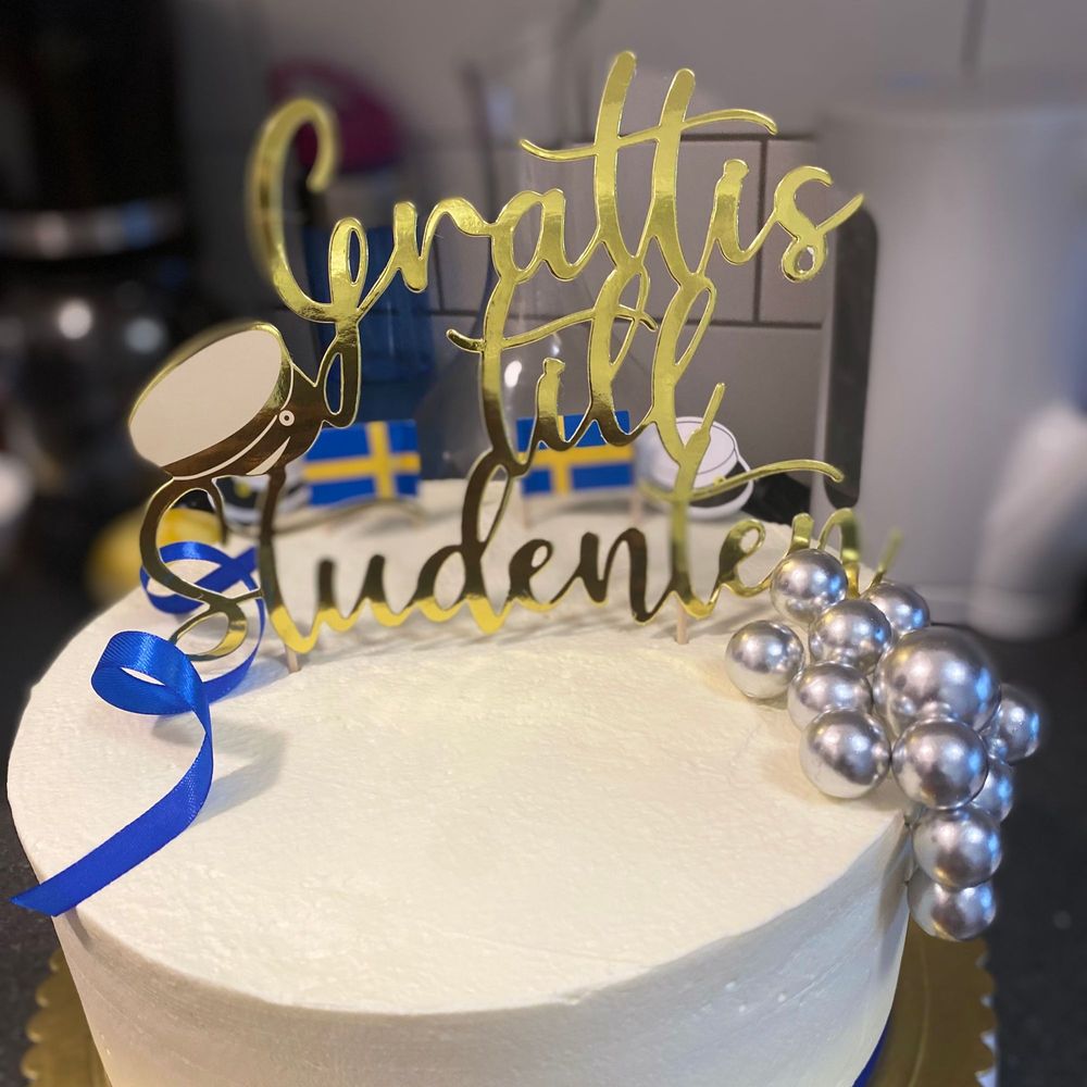 Kakkukoriste Grattis Till Studenten Kulta