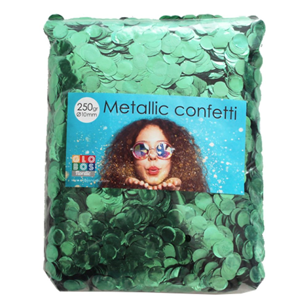 Konfetti Grønn Metallic Runde