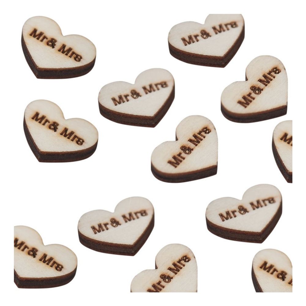 Konfetti i Tre Mr & Mrs Hjerter