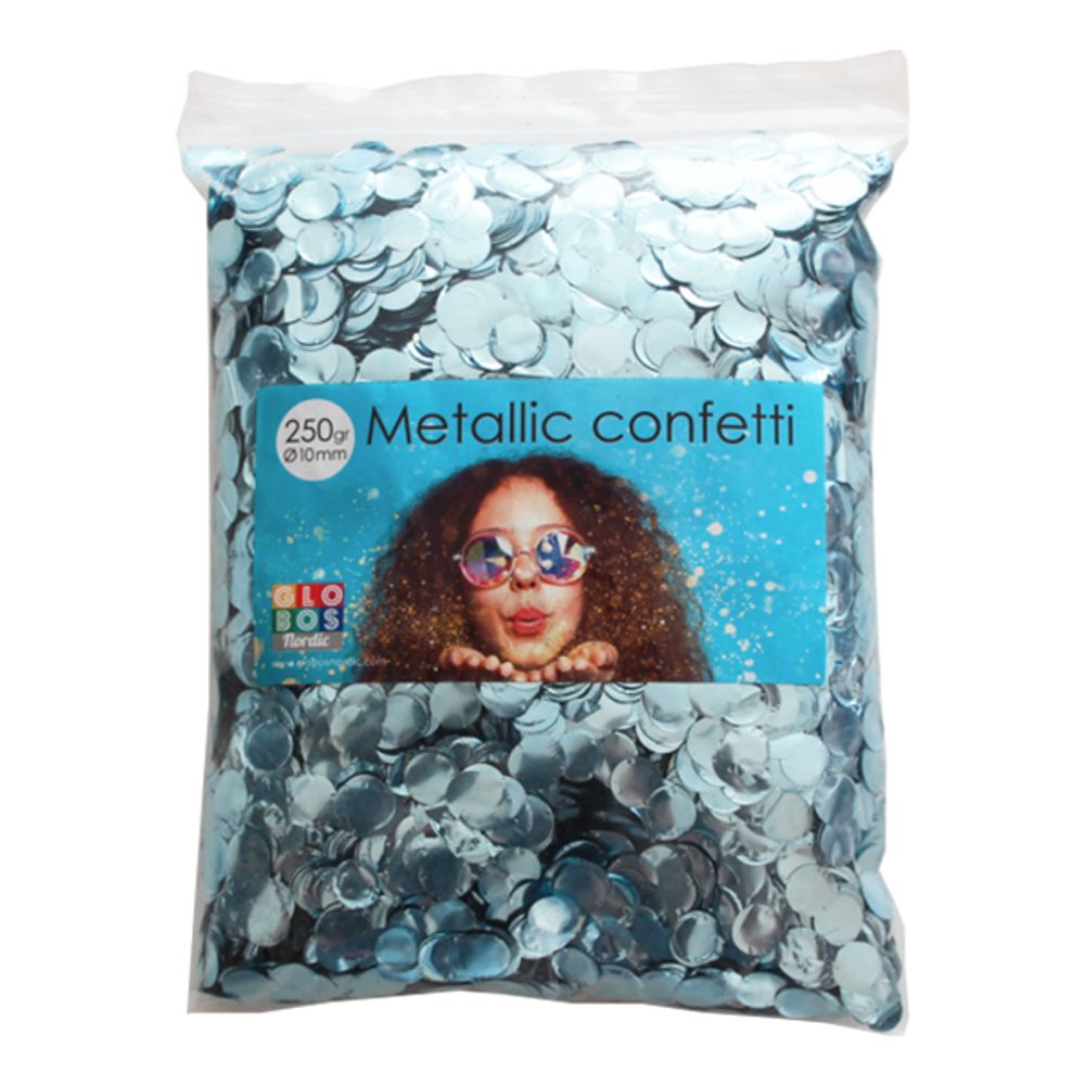Konfetti Lyseblå Metallic Runde