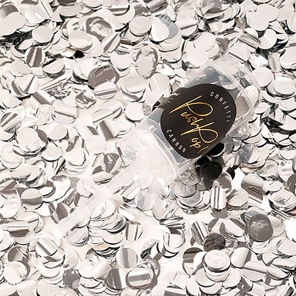 Konfetti Push Pop Sølv Metallic