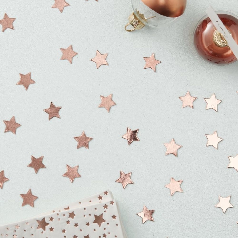 Konfetti Stjärnor Roséguld Metallic
