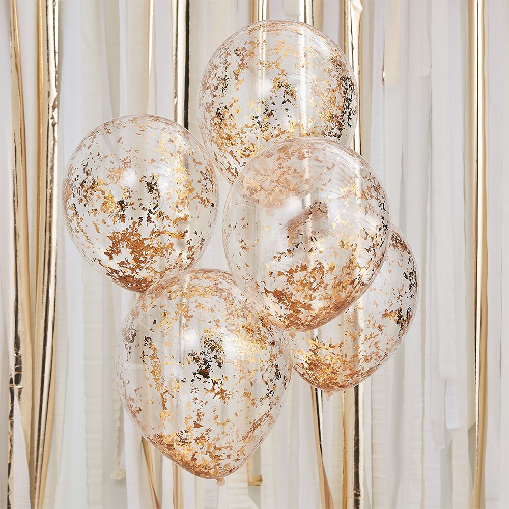 Konfettiballonger Guld/Transparent