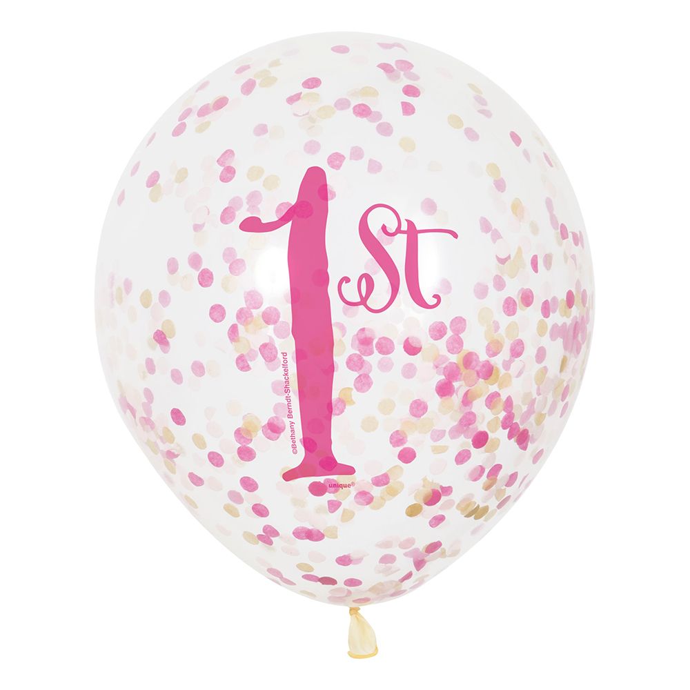 Konfettiballonger Happy 1st Rosa