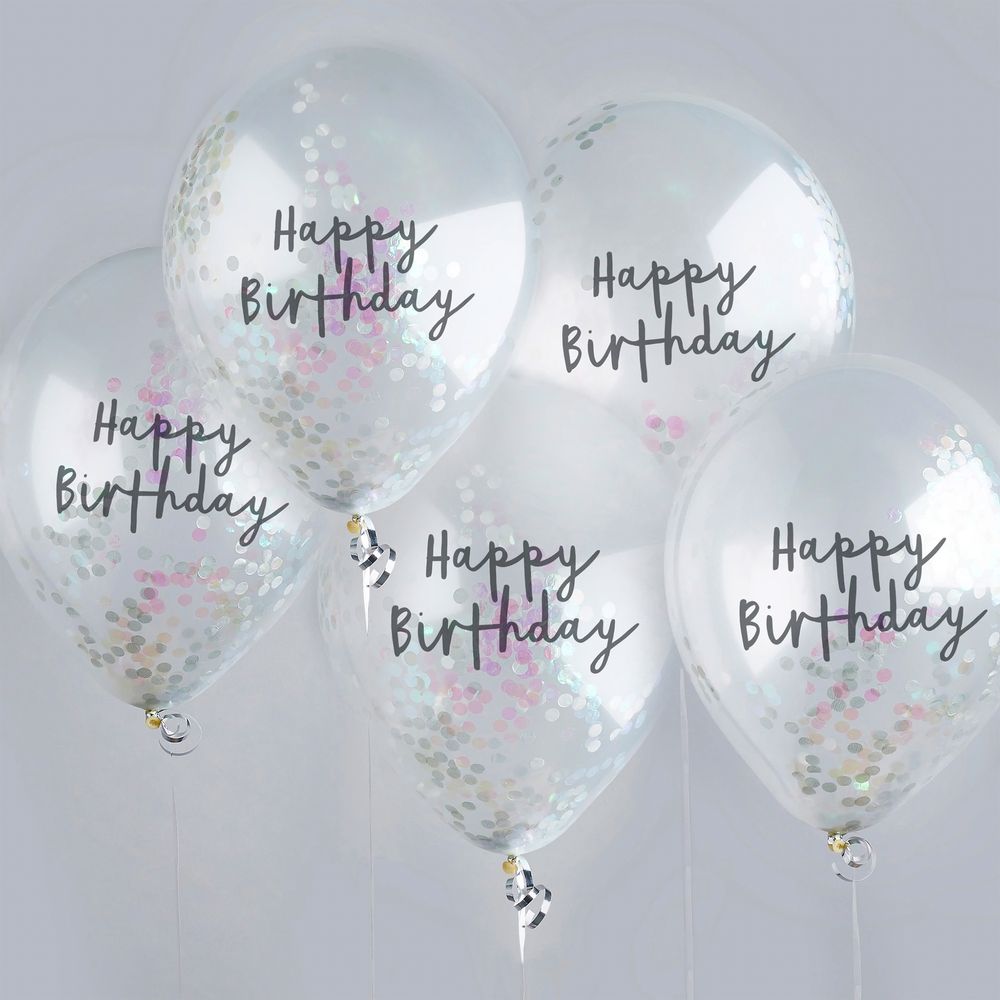 Konfettiballoner Happy Birthday Farveskinnende