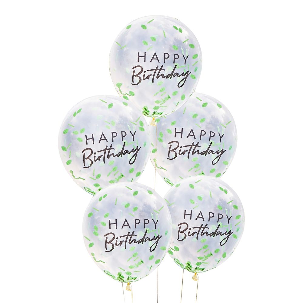 Konfettiballonger Happy Birthday Grønn