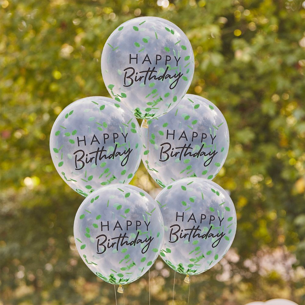 Konfettiballonger Happy Birthday Grønn