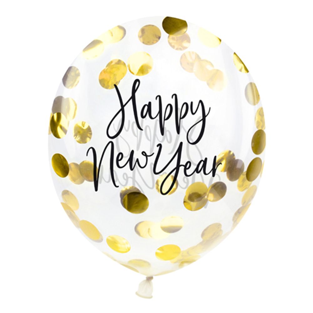 Konfettiballonger Happy New Year Guld