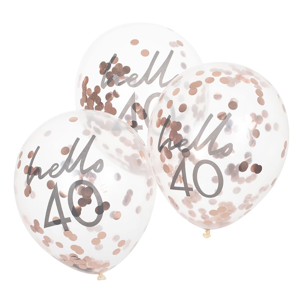 Konfettiballonger Hello 40 Roséguld