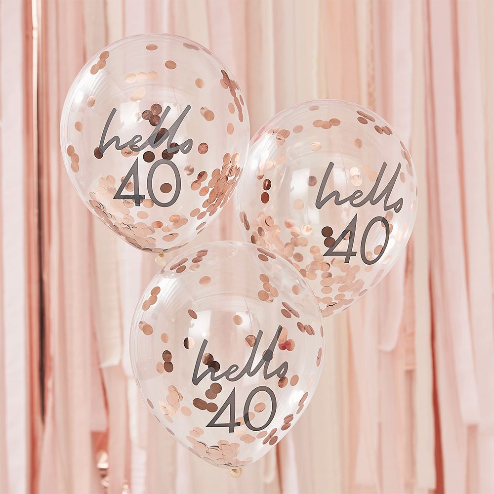 Konfettiballonger Hello 40 Roséguld