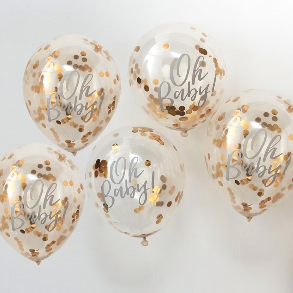 Konfettiballonger Oh Baby Guld
