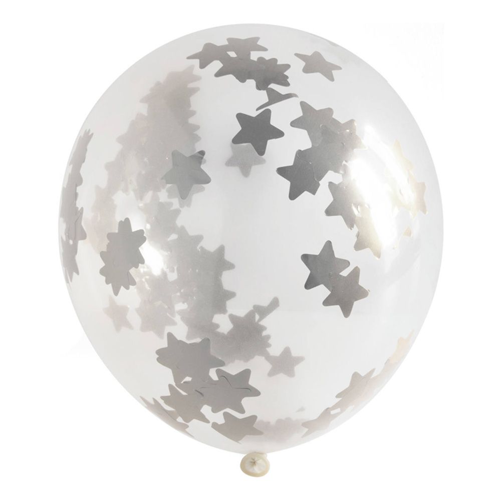 Konfettiballonger Silverstjärnor