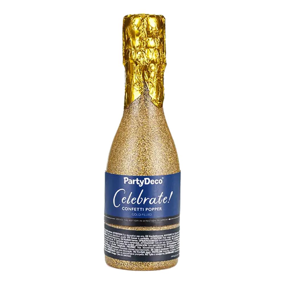 Konfettikanon Champagneflaske Guld