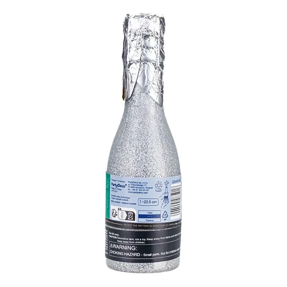 Konfettikanon Champagneflaske Sølv