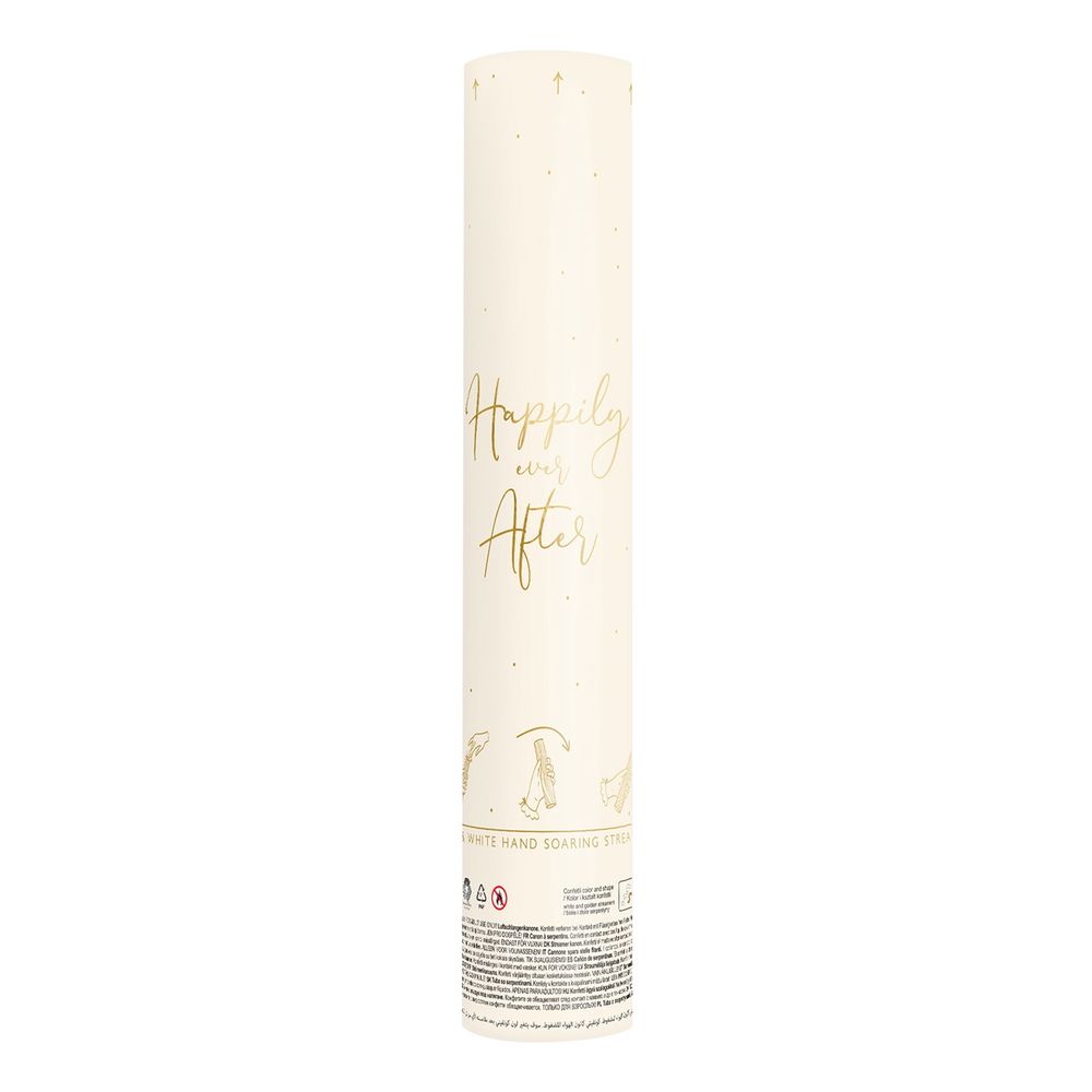 Konfettikanon Happily Ever After Guld/Hvid