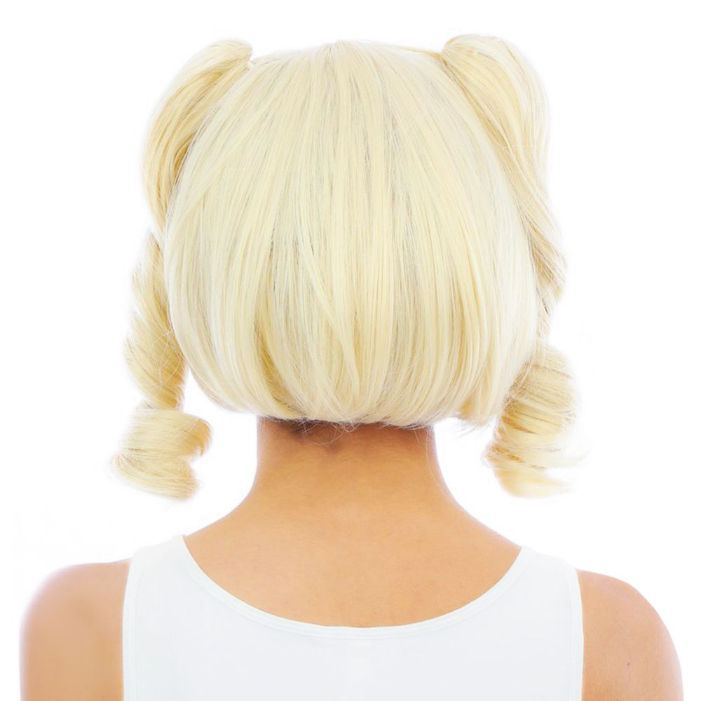 Kort Blond Paryk med Aftagelige Hestehaler