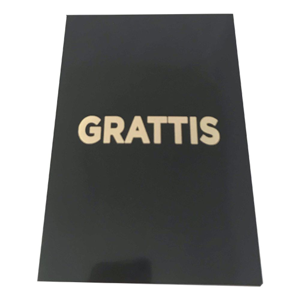 Kort Grattis Svart med Guldtext