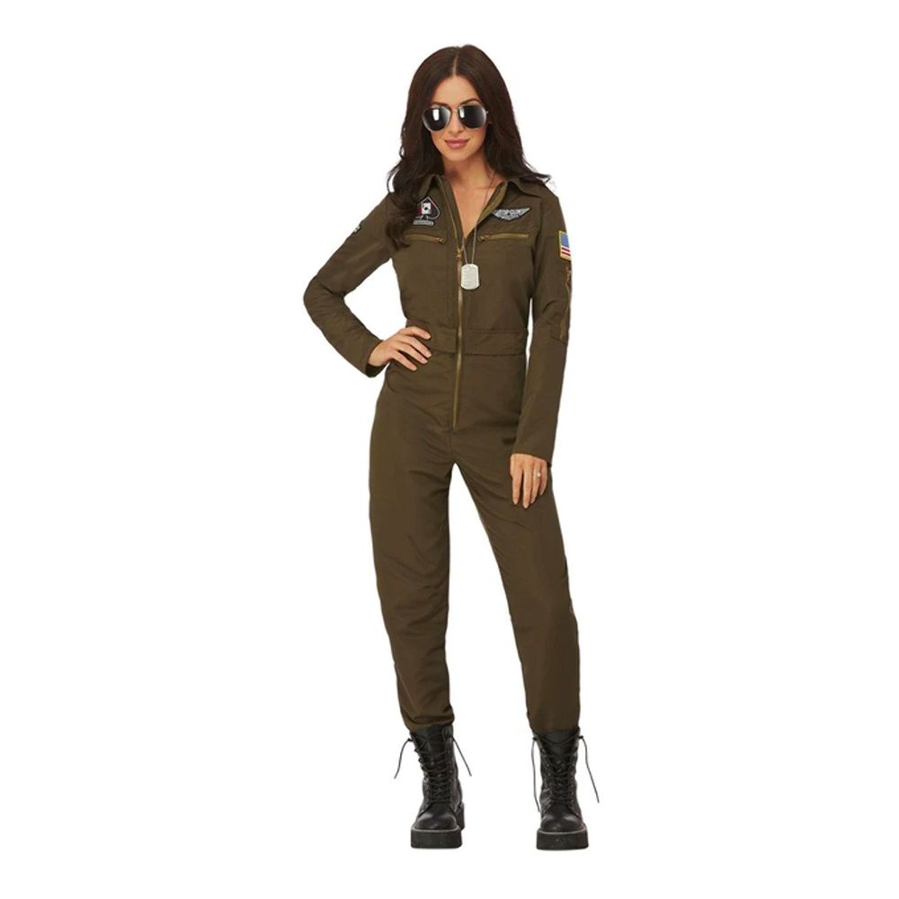 Kvinnlig Top Gun Jumpsuit Maskeraddräkt