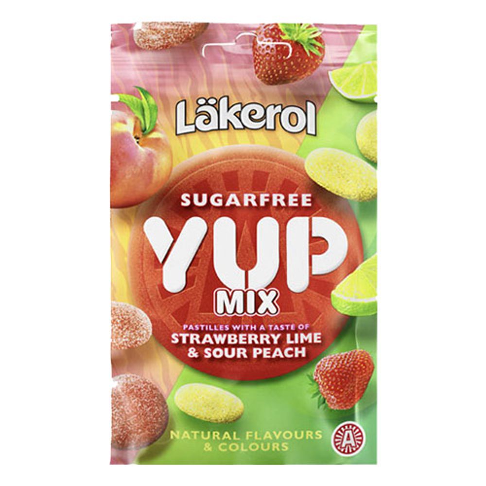 Läkerol Yup Mix Sour Peach & Strawberry/Lime Suurpakkaus