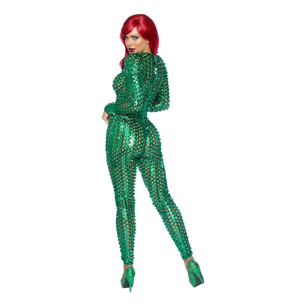 Laser Cut Catsuit Vihreä Metallic Deluxe