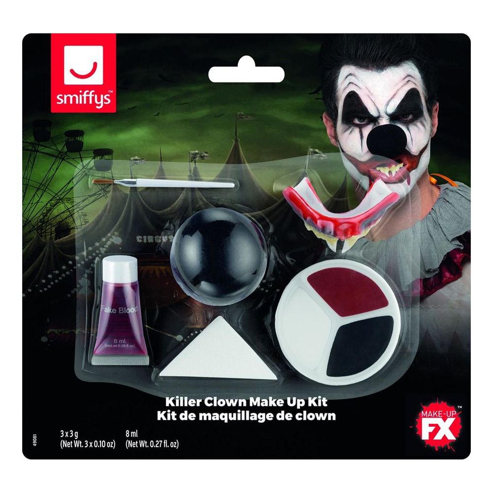 Pelottava Klovni Meikkisetti Halloween