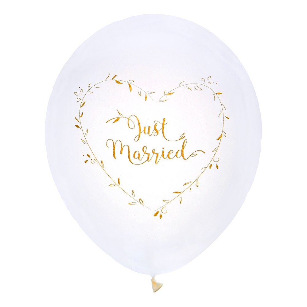 Balloner Just Married Hvid/Guld