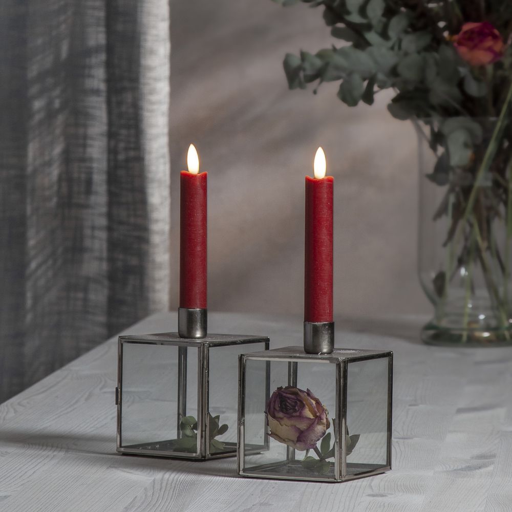 LED Antiklys Korte Rustic Rød