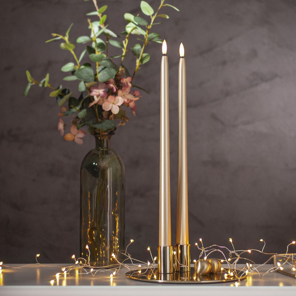LED Antiklys Lange Metallic Guld