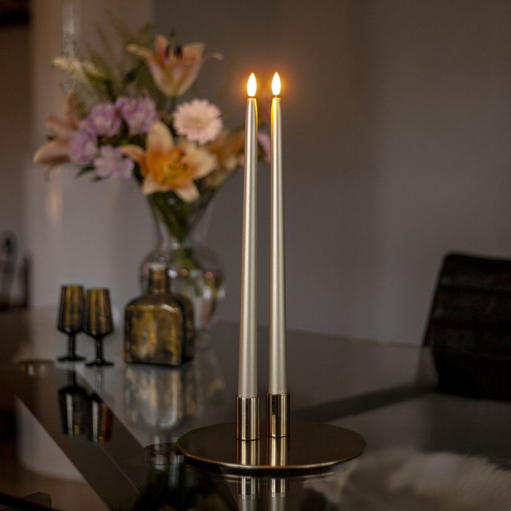 LED Antiklys Lange Metallic Guld