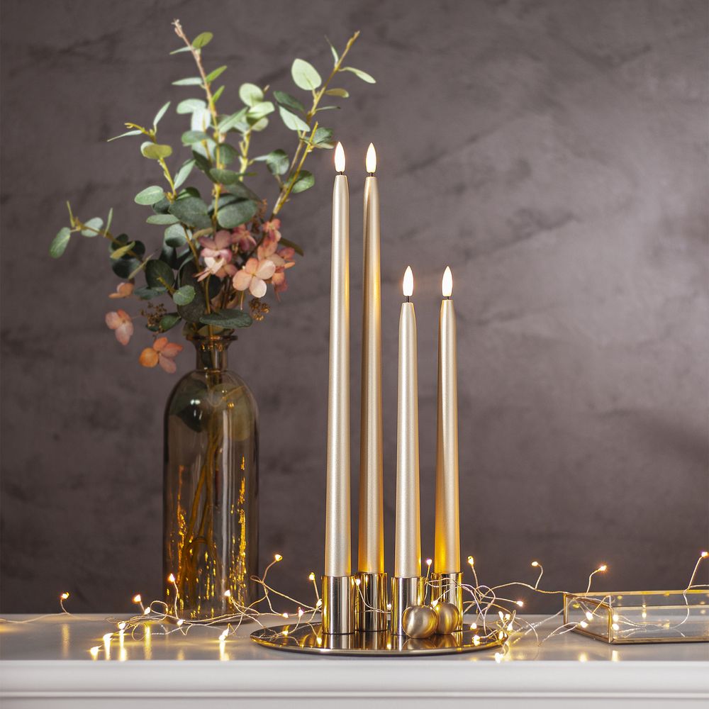LED Antiklys Lange Metallic Guld