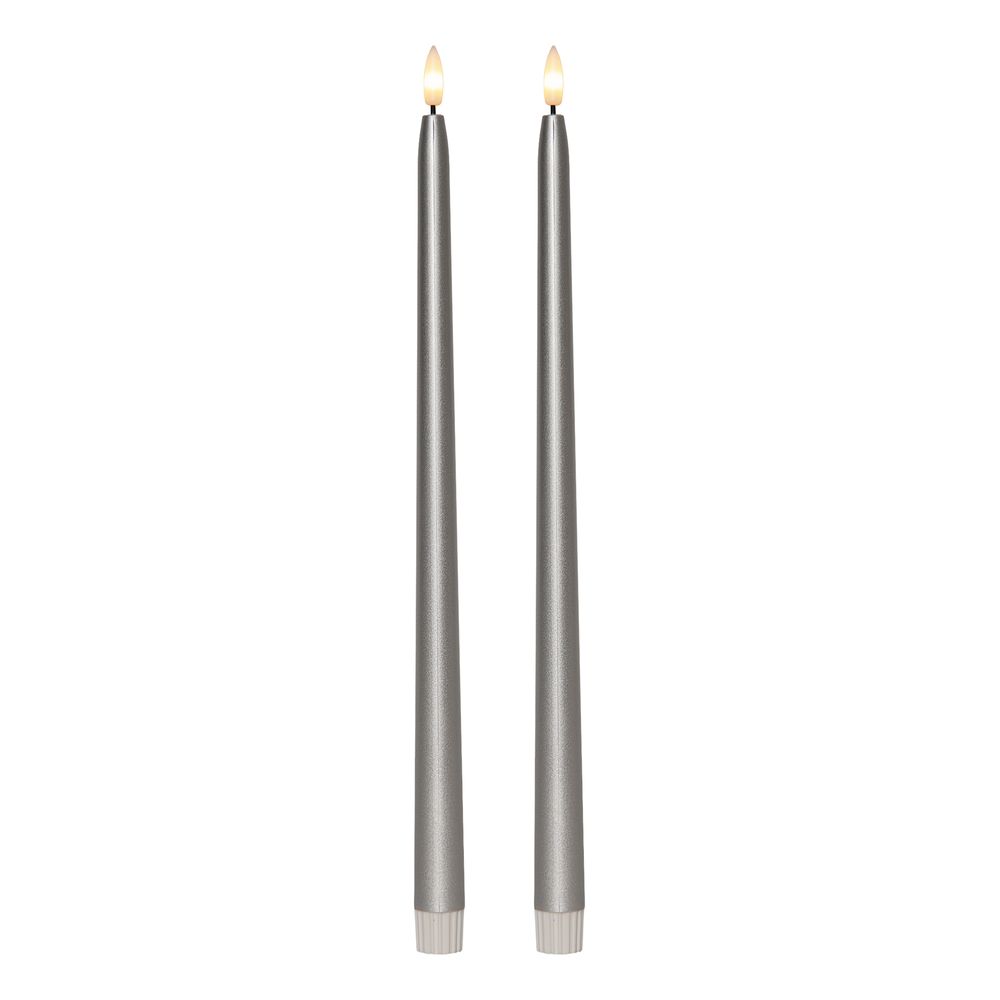 LED Antiklys Lange Metallic Sølv