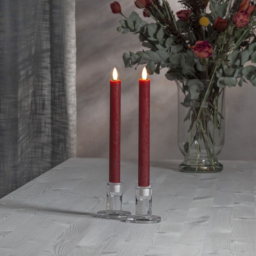 LED Antiklys Lange Rustic Rød