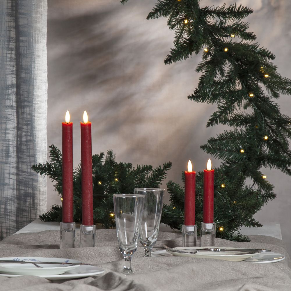 LED Antiklys Lange Rustic Rød