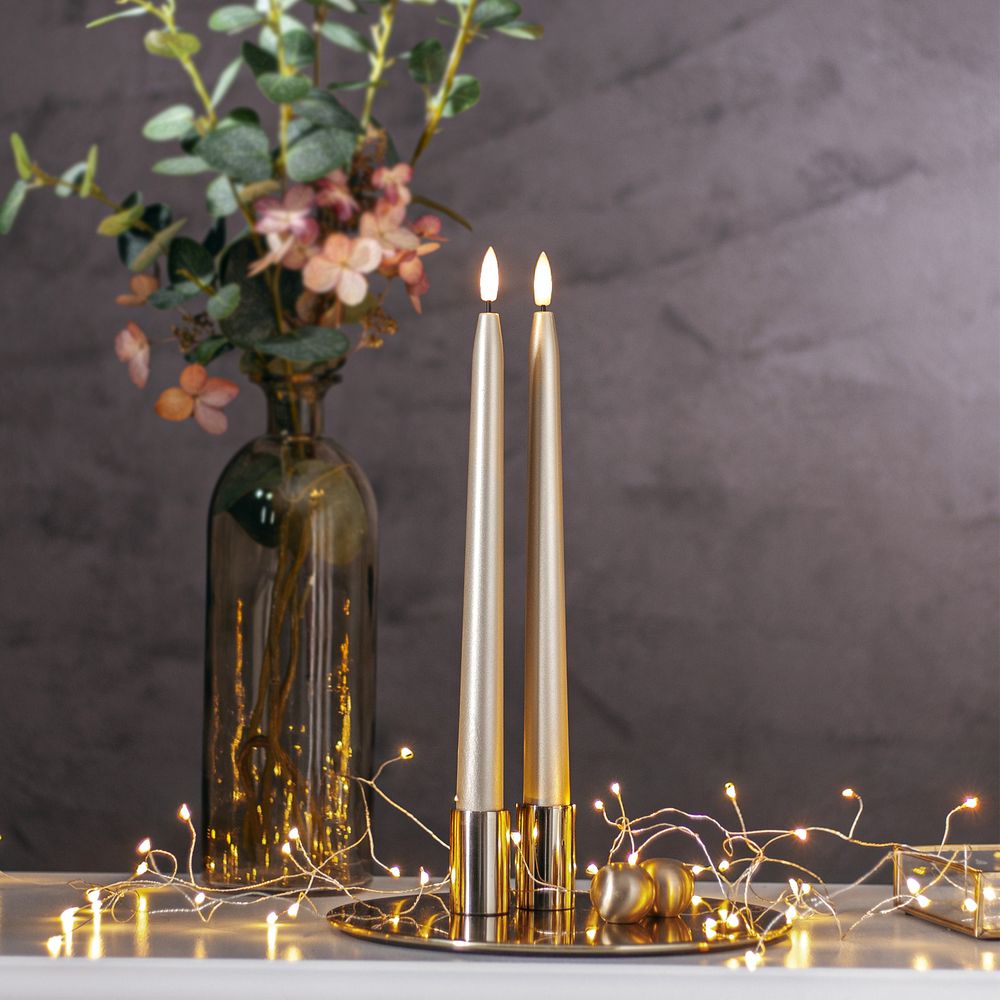 LED Antiklys Metallic Guld