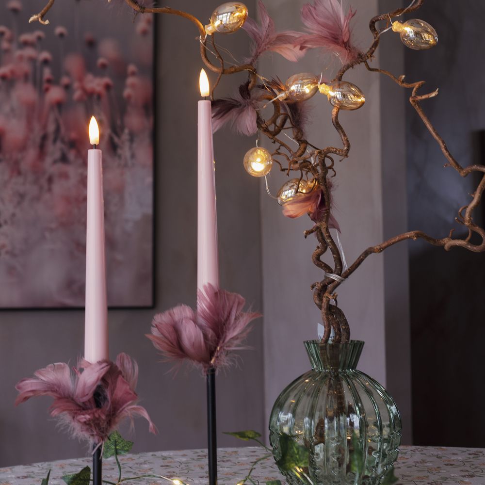 LED Kronelys Lyserød