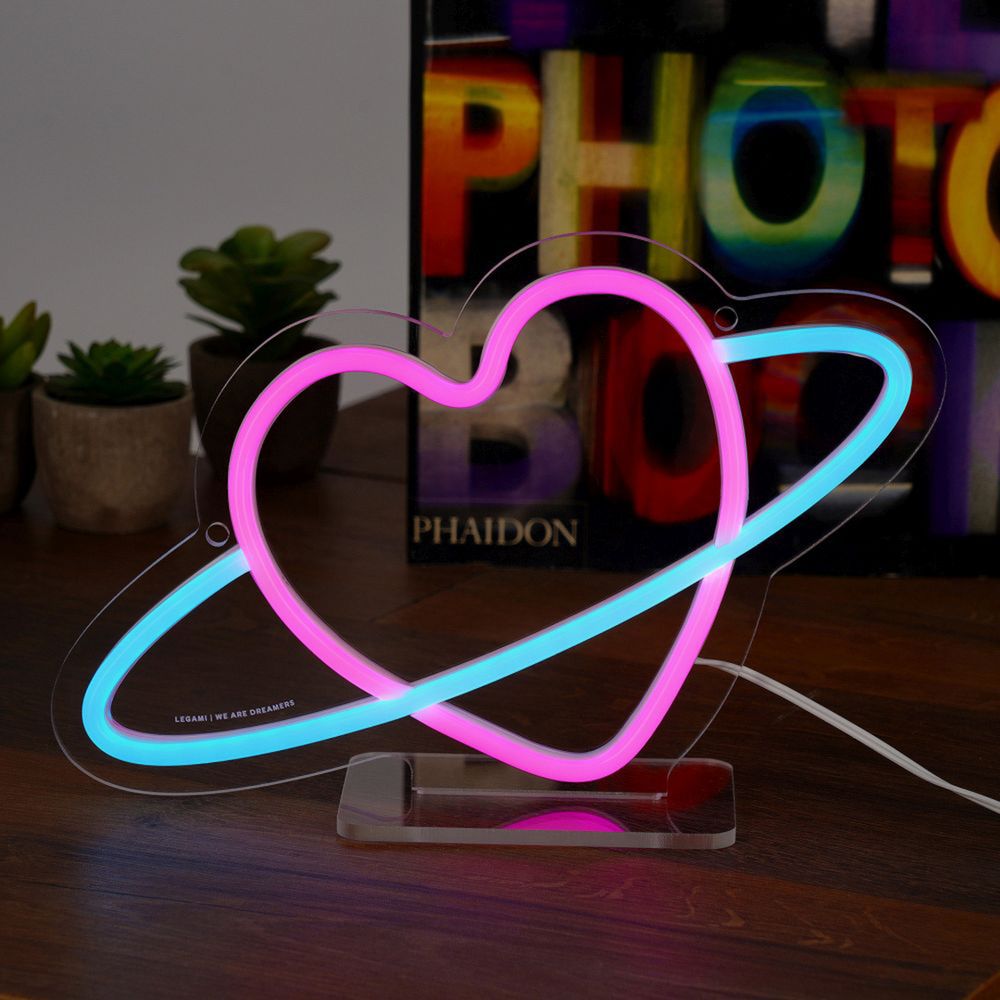 LED-lampe Planet Heart med Neon-effekt