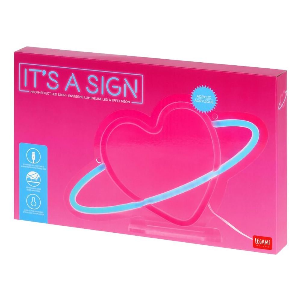 LED-lampe Planet Heart med Neon-effekt