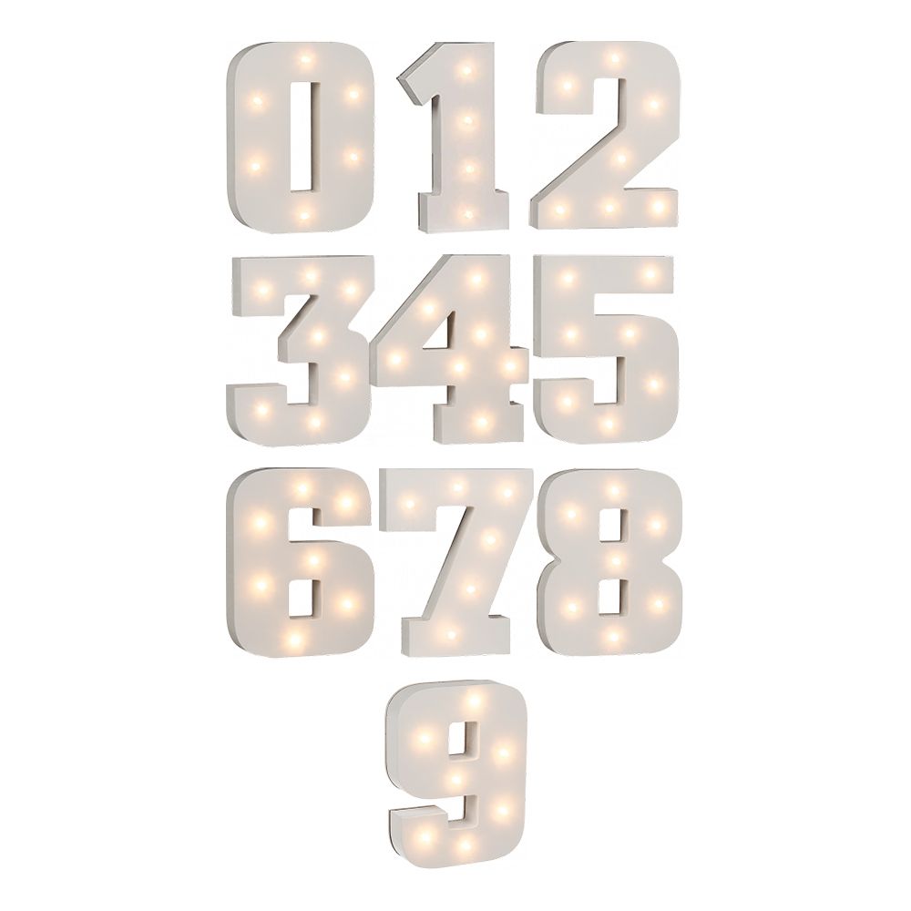 LED-Numero Puuta Valkoinen