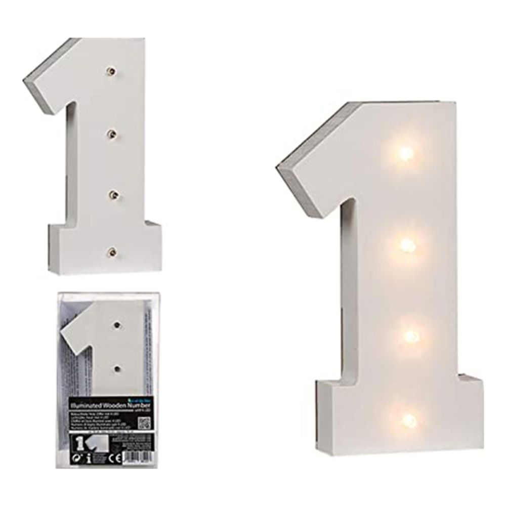 LED-Numero Puuta Valkoinen