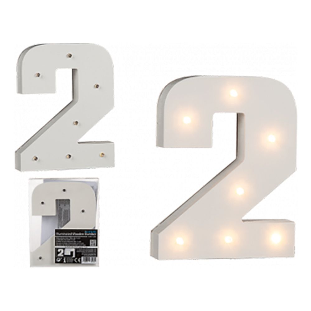 LED-Numero Puuta Valkoinen
