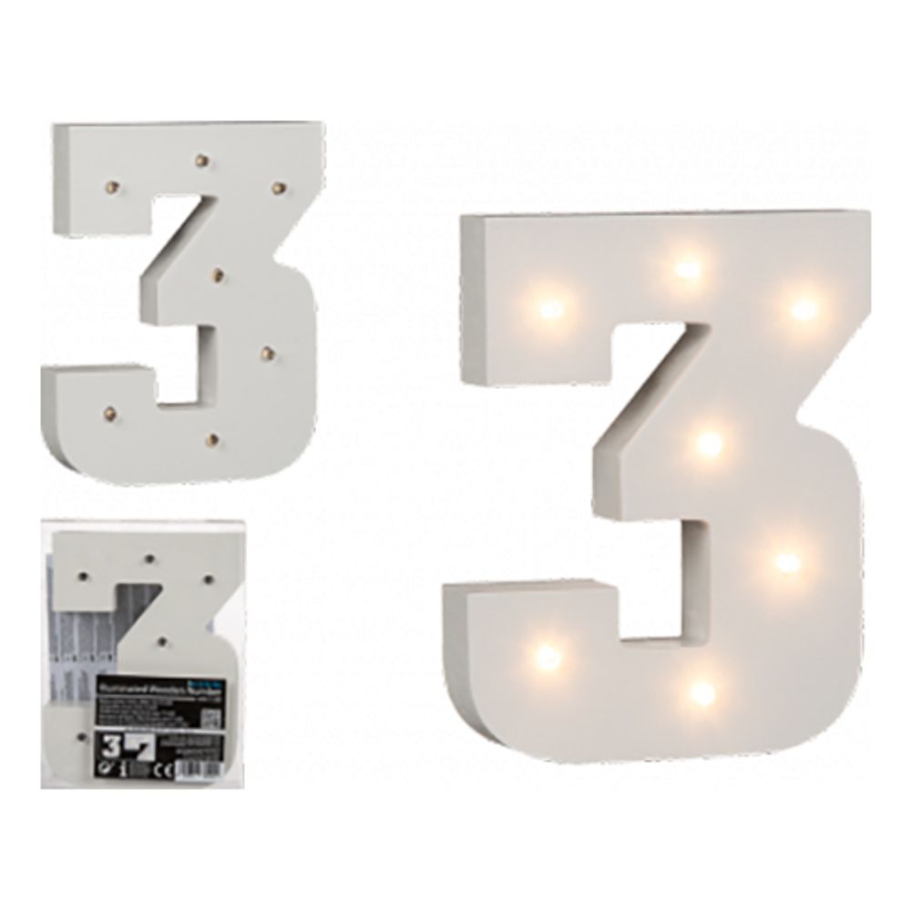 LED-Numero Puuta Valkoinen