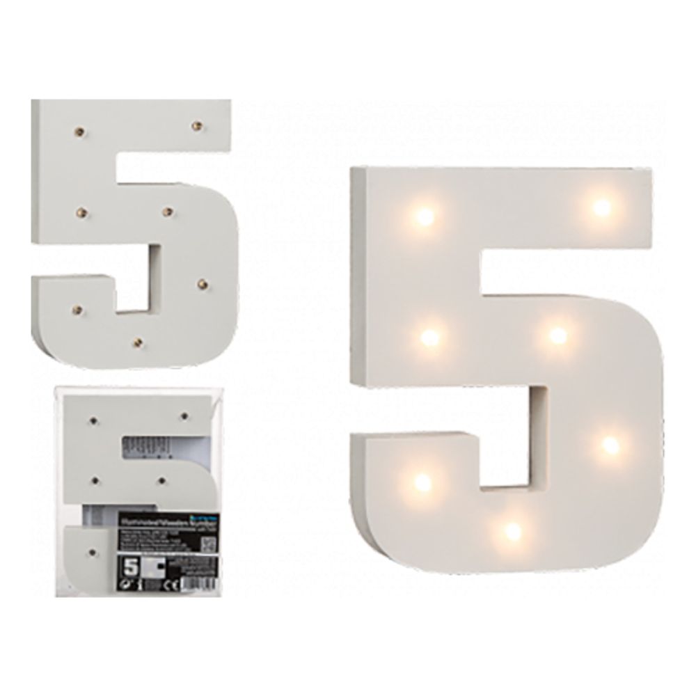 LED-Numero Puuta Valkoinen