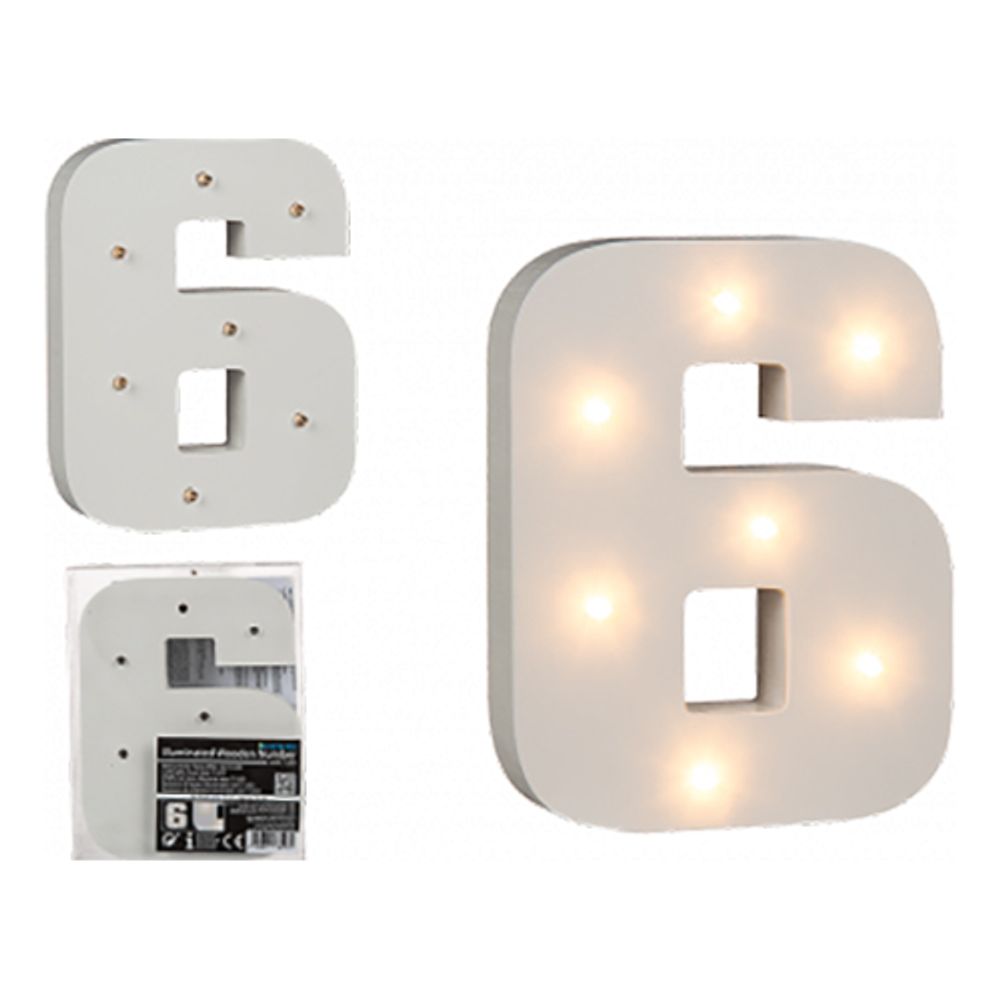 LED-Numero Puuta Valkoinen