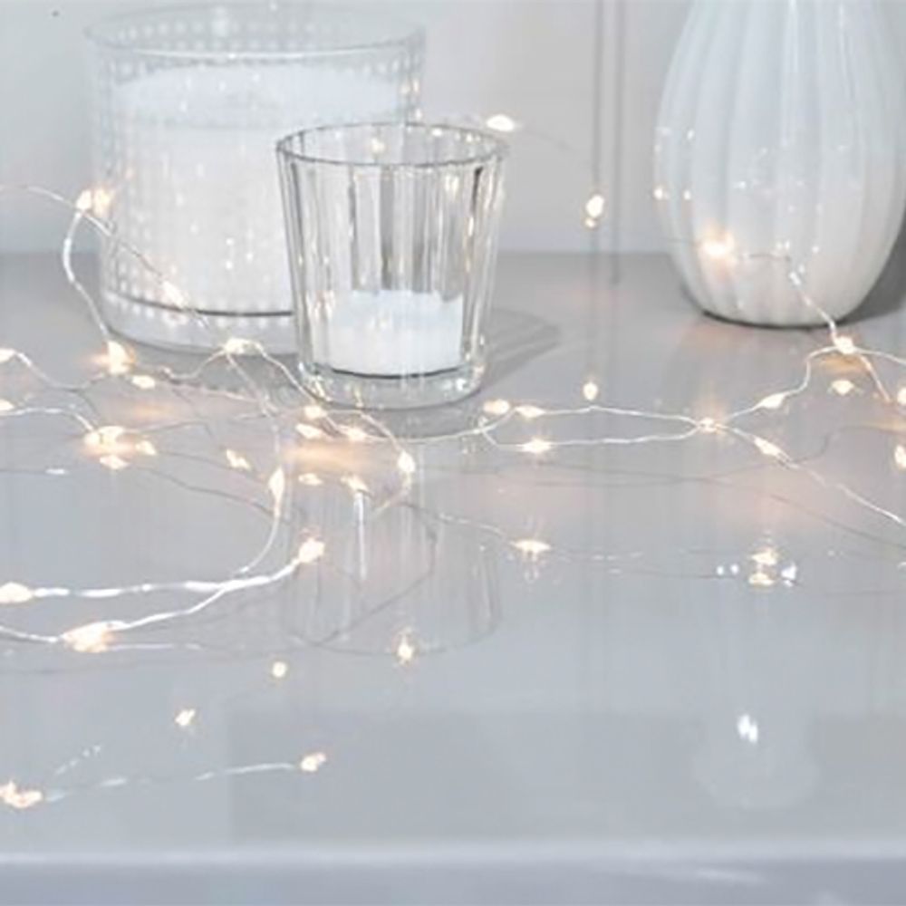 LED-Ketju Tähdet Hopea/Valkoinen
